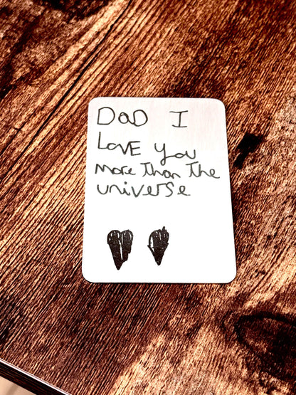 Personalised Handwriting Engraved Wallet Card - Stainless Steel Gift