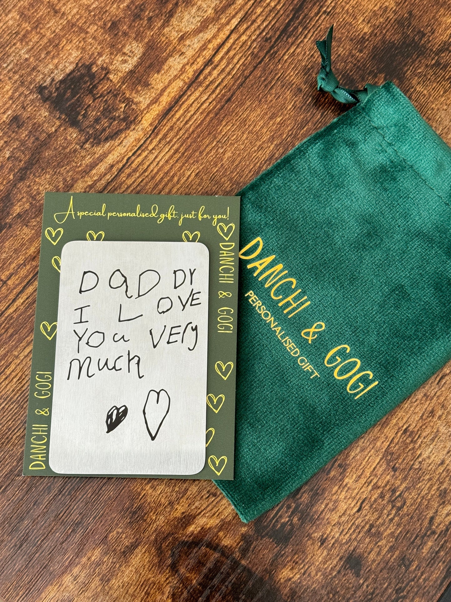 Personalised Handwriting Engraved Wallet Card - Stainless Steel Gift