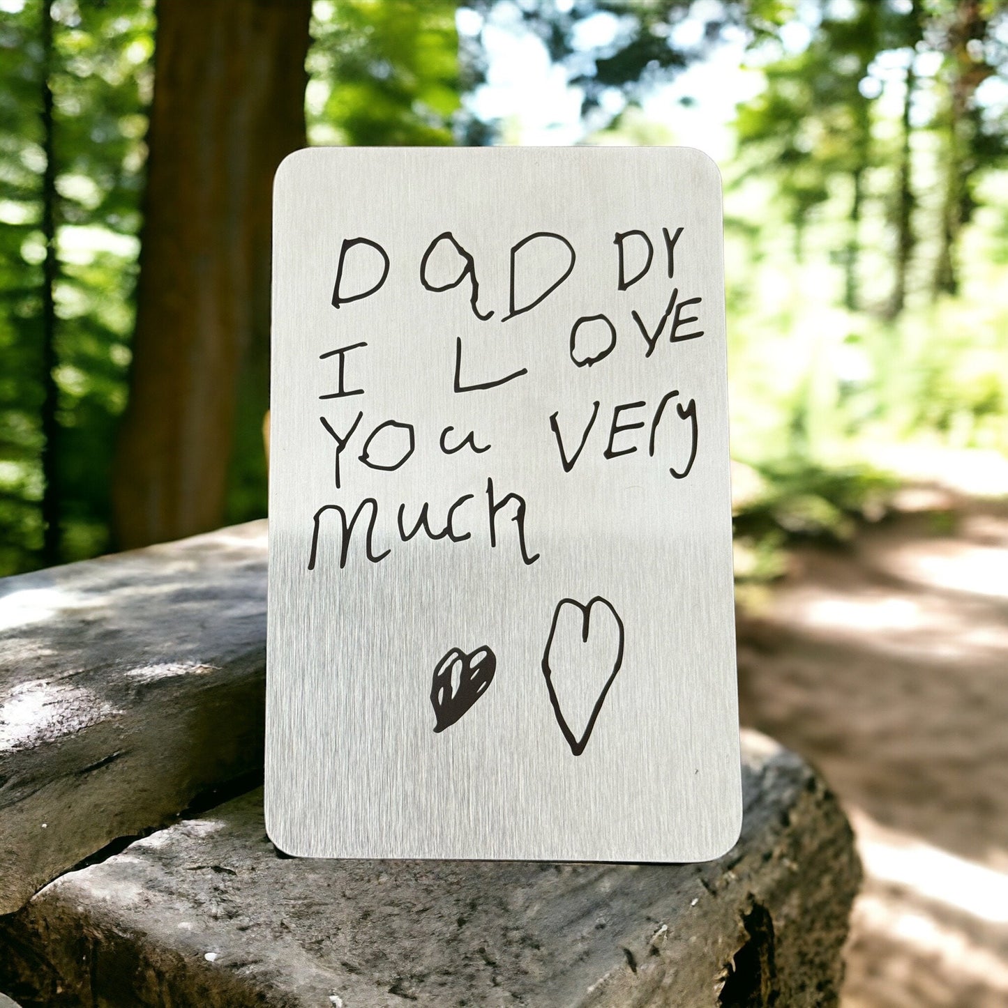 Personalised Handwriting Engraved Wallet Card - Stainless Steel Gift