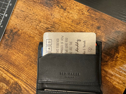 Personalised Handwriting Engraved Wallet Card with a Little Heart Shaped Keychain - Stainless Steel Gift