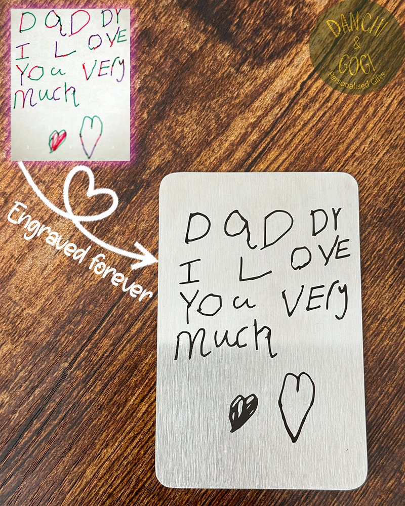 Personalised Handwriting Engraved Wallet Card - Stainless Steel Gift