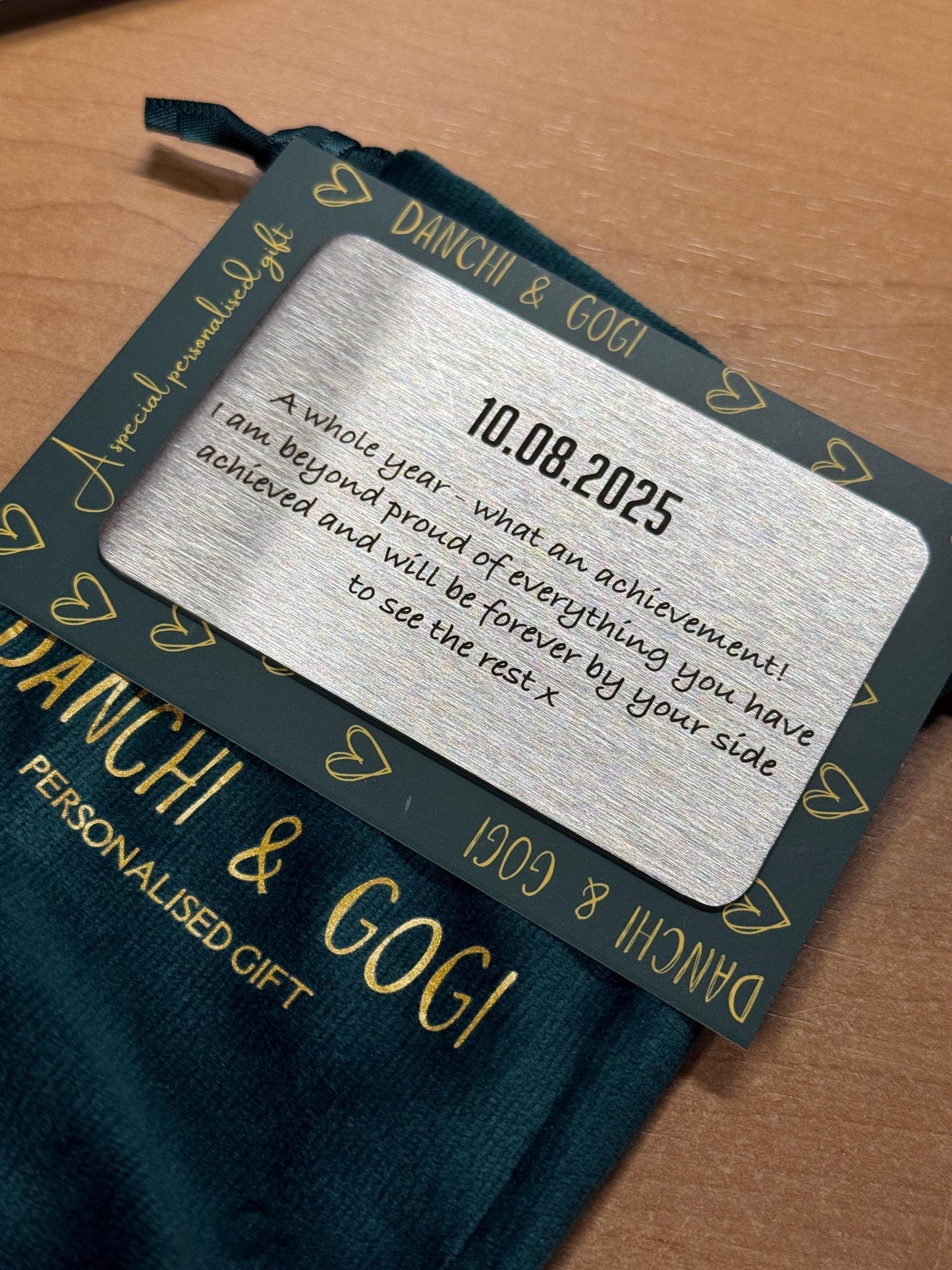 Personalised Handwriting Engraved Wallet Card - Stainless Steel Gift