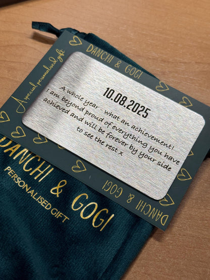 Personalised Handwriting Engraved Wallet Card - Stainless Steel Gift