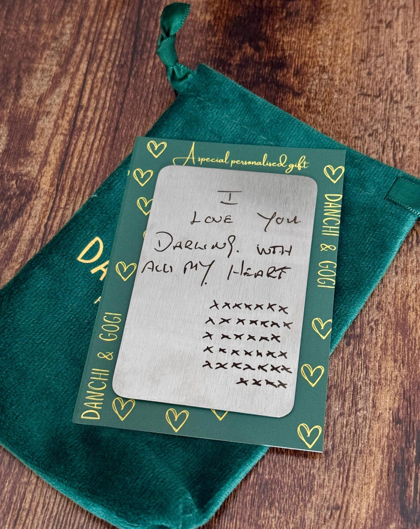 Personalised Handwriting Engraved Wallet Card - Stainless Steel Gift