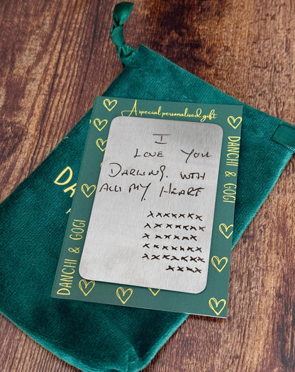 Personalised Handwriting Engraved Wallet Card - Stainless Steel Gift